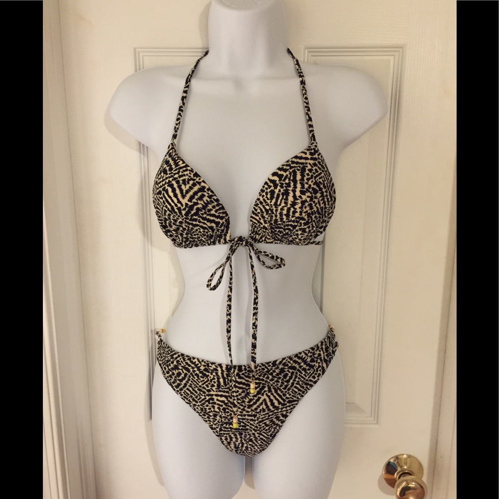🦓 Oysho  Black/Cream Animal Print Bikini